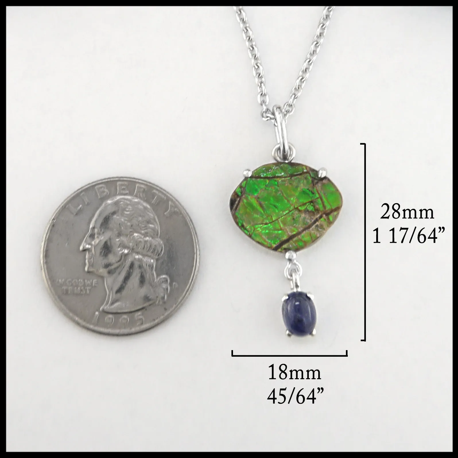 Ammolite & Iolite Pendant
