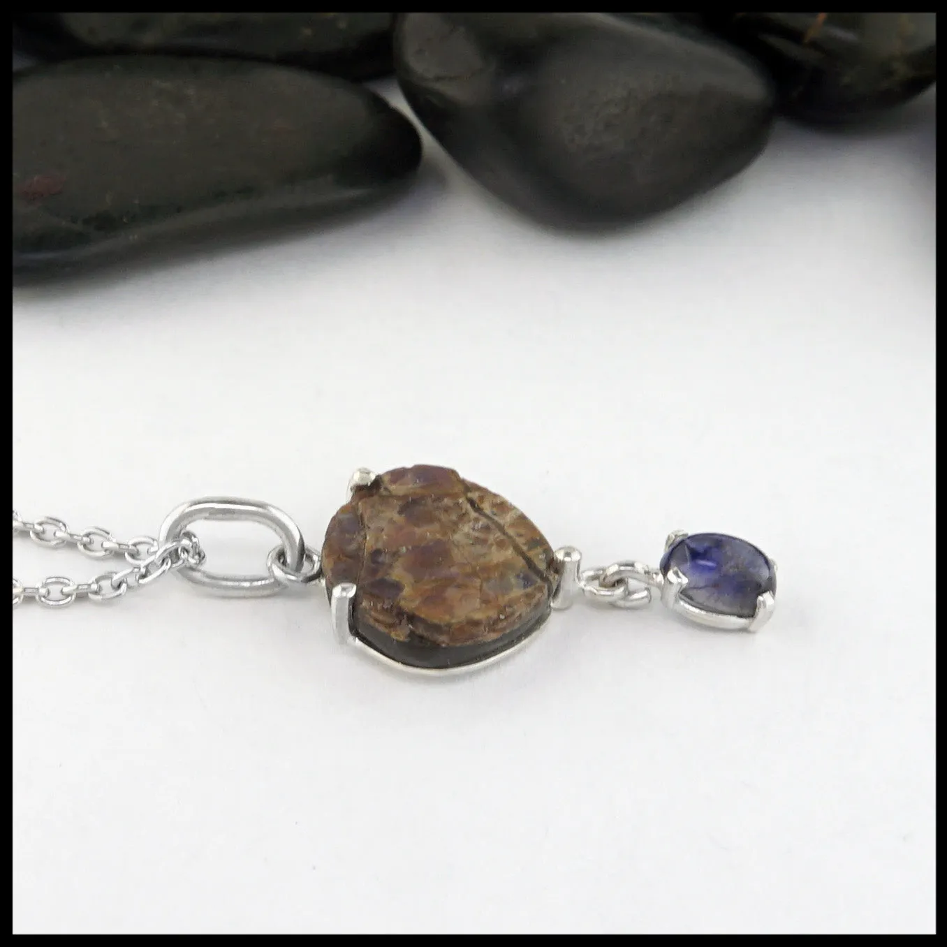 Ammolite & Iolite Pendant