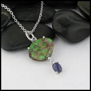 Ammolite & Iolite Pendant