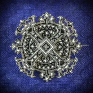 Antique Georgian Enamel Cross Brooch Silver Circa 1800
