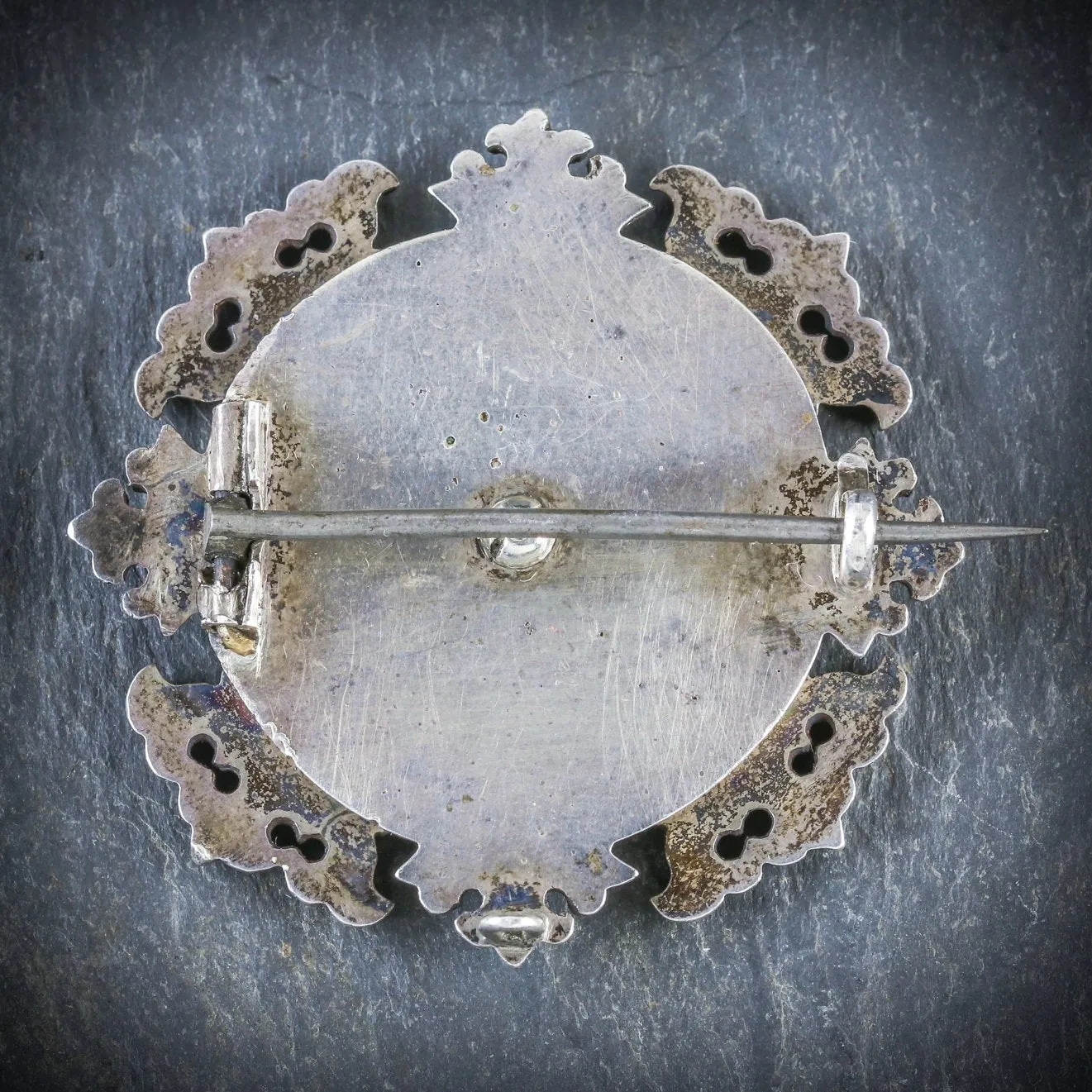 Antique Georgian Enamel Cross Brooch Silver Circa 1800