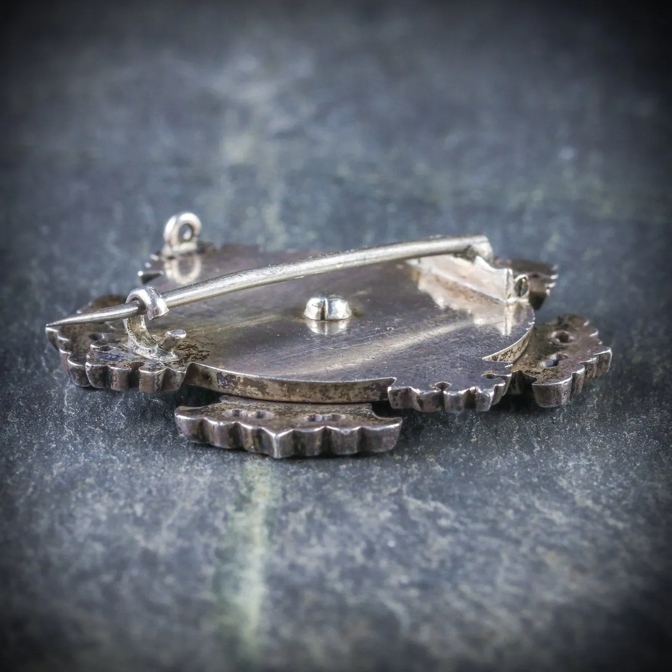 Antique Georgian Enamel Cross Brooch Silver Circa 1800
