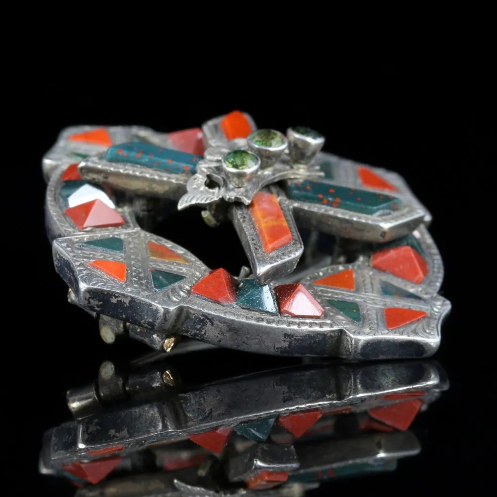 Antique Victorian Scottish Brooch Agate Circa 1860