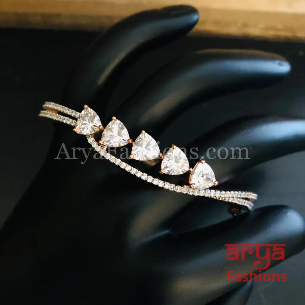 Anvi Rose Gold CZ Party wear Bracelet with White Crystals
