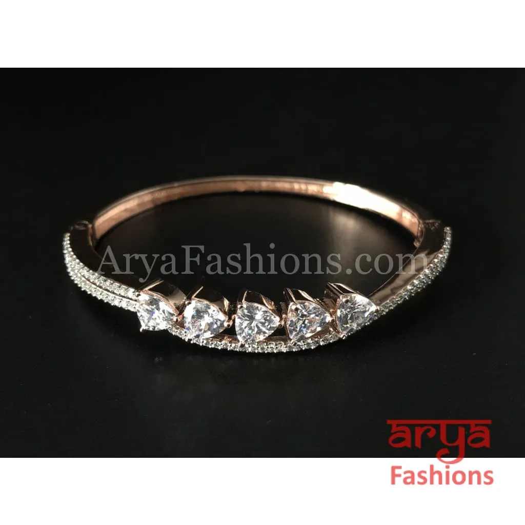 Anvi Rose Gold CZ Party wear Bracelet with White Crystals