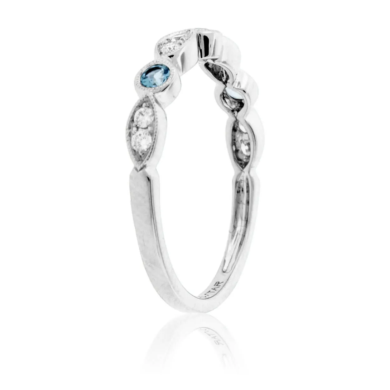 Aquamarine & Diamond Alternating Accent Band