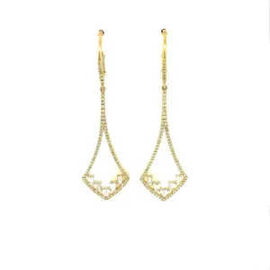 Baguette and Round Diamond Chandelier Design Earrings