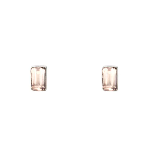 Baguette Stone Stud Rose Quartz Earrings