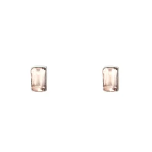Baguette Stone Stud Rose Quartz Earrings