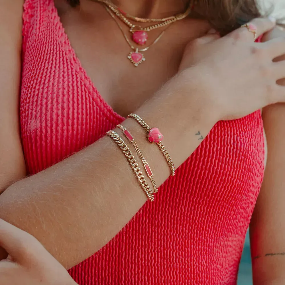 Blake Hot Pink Inlay Bracelet in Hot Pink Chalcedony