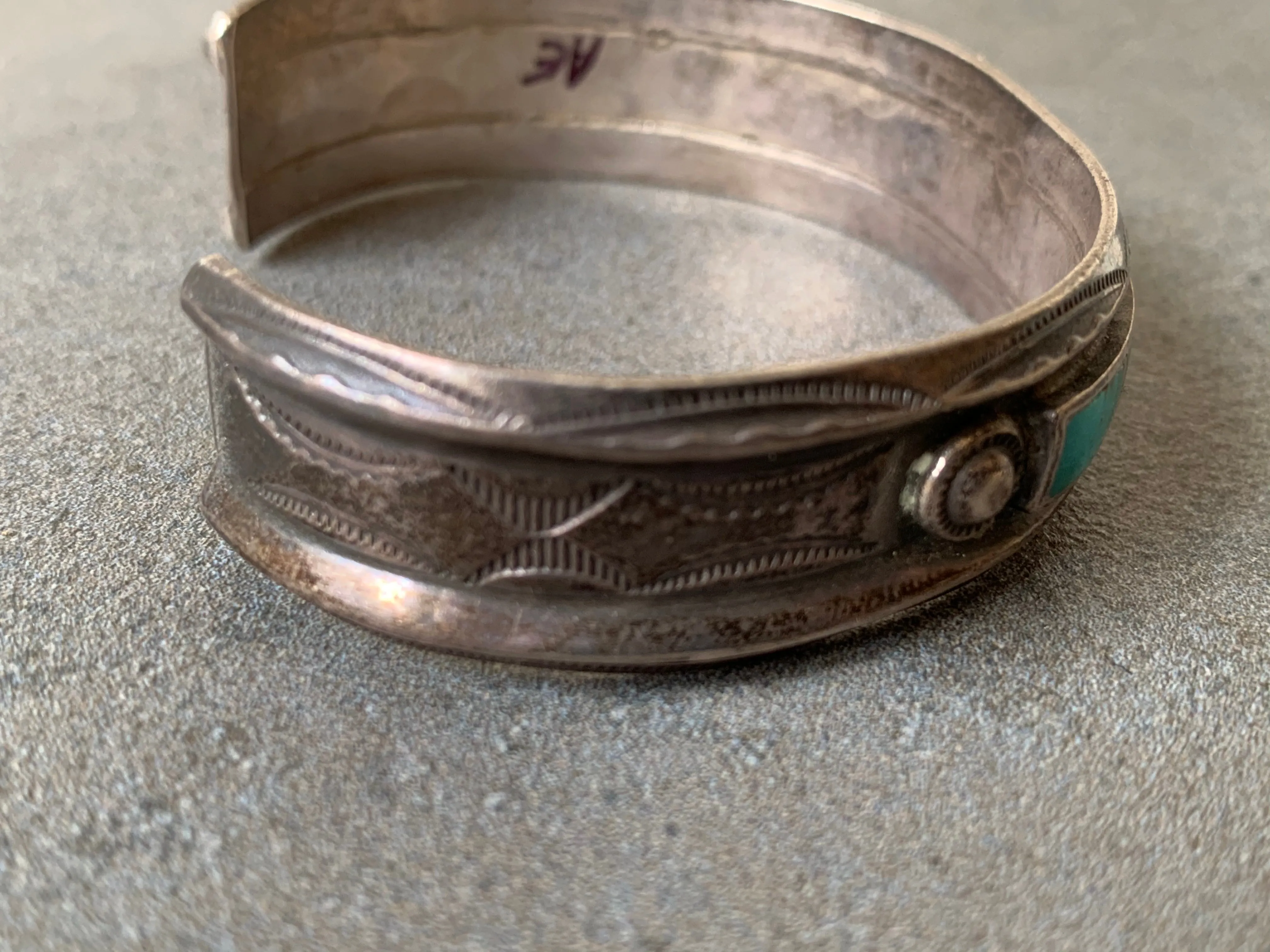 Blue Gem Turquoise sterling Silver Cuff Handmade