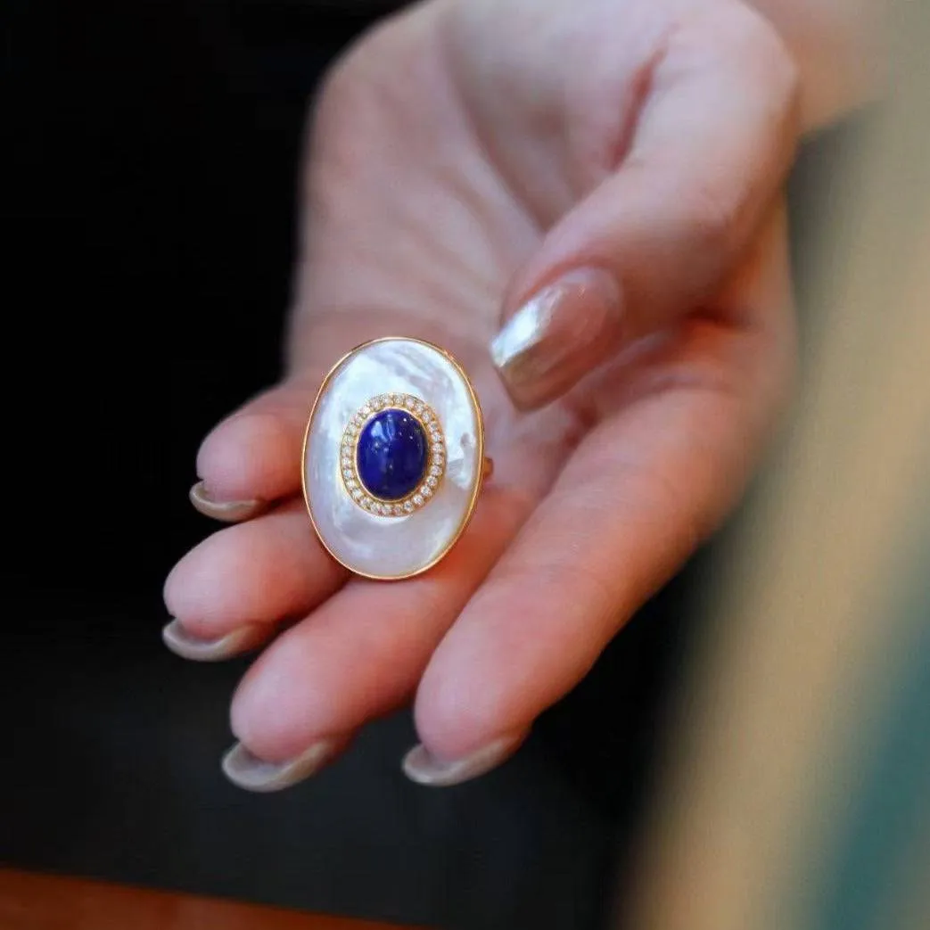 Blue Lapis Lazuli Mother of Pearls Earrings