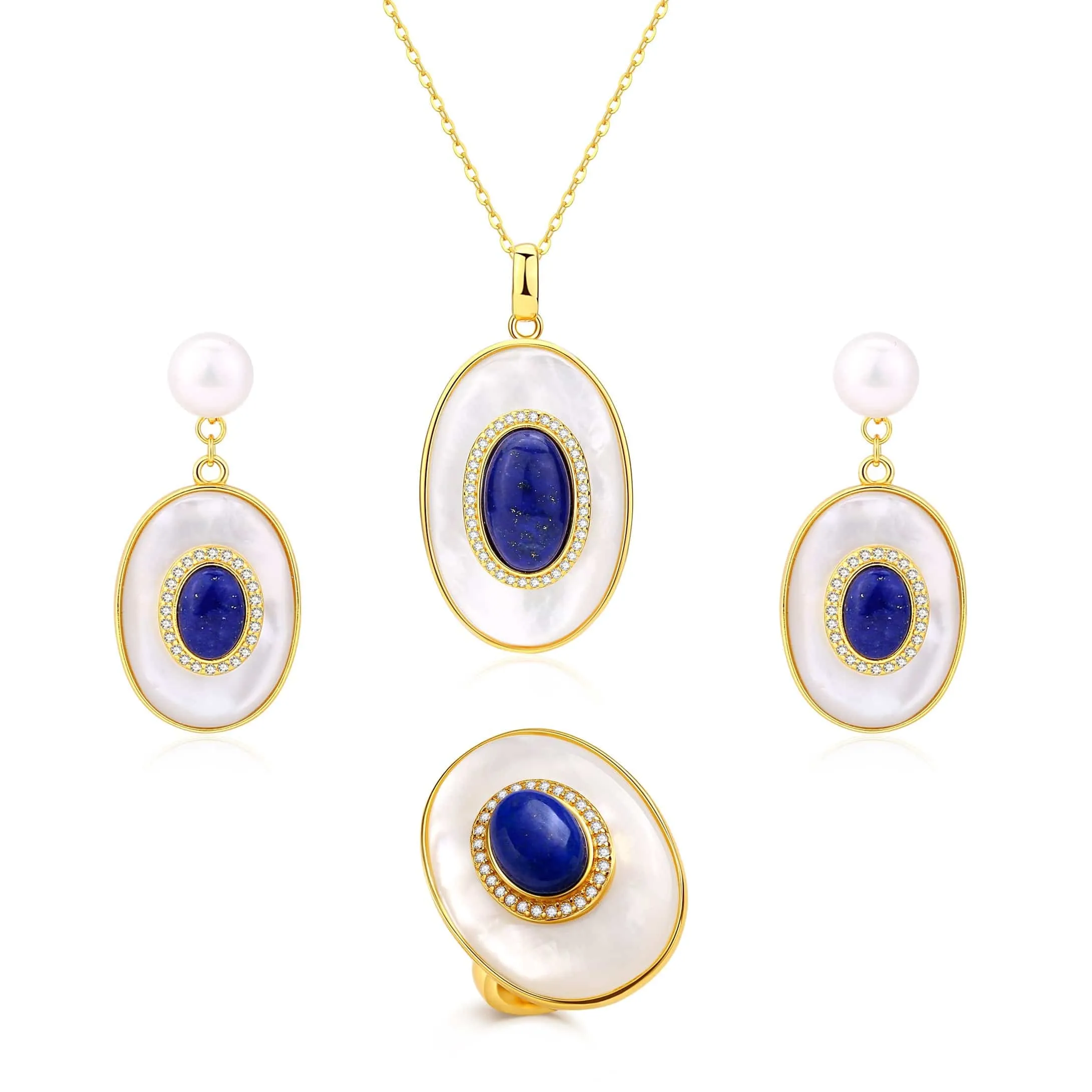 Blue Lapis Lazuli Mother of Pearls Earrings