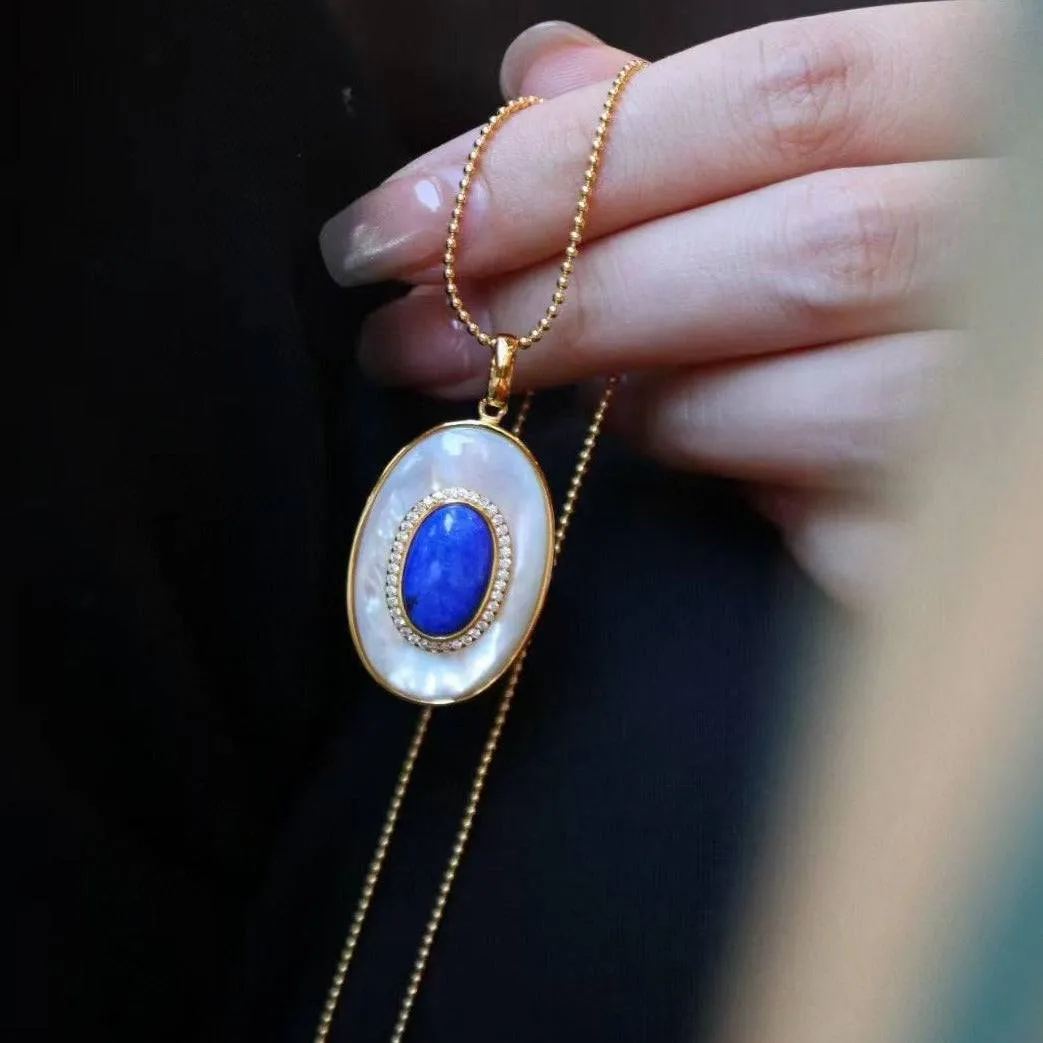 Blue Lapis Lazuli Mother of Pearls Earrings