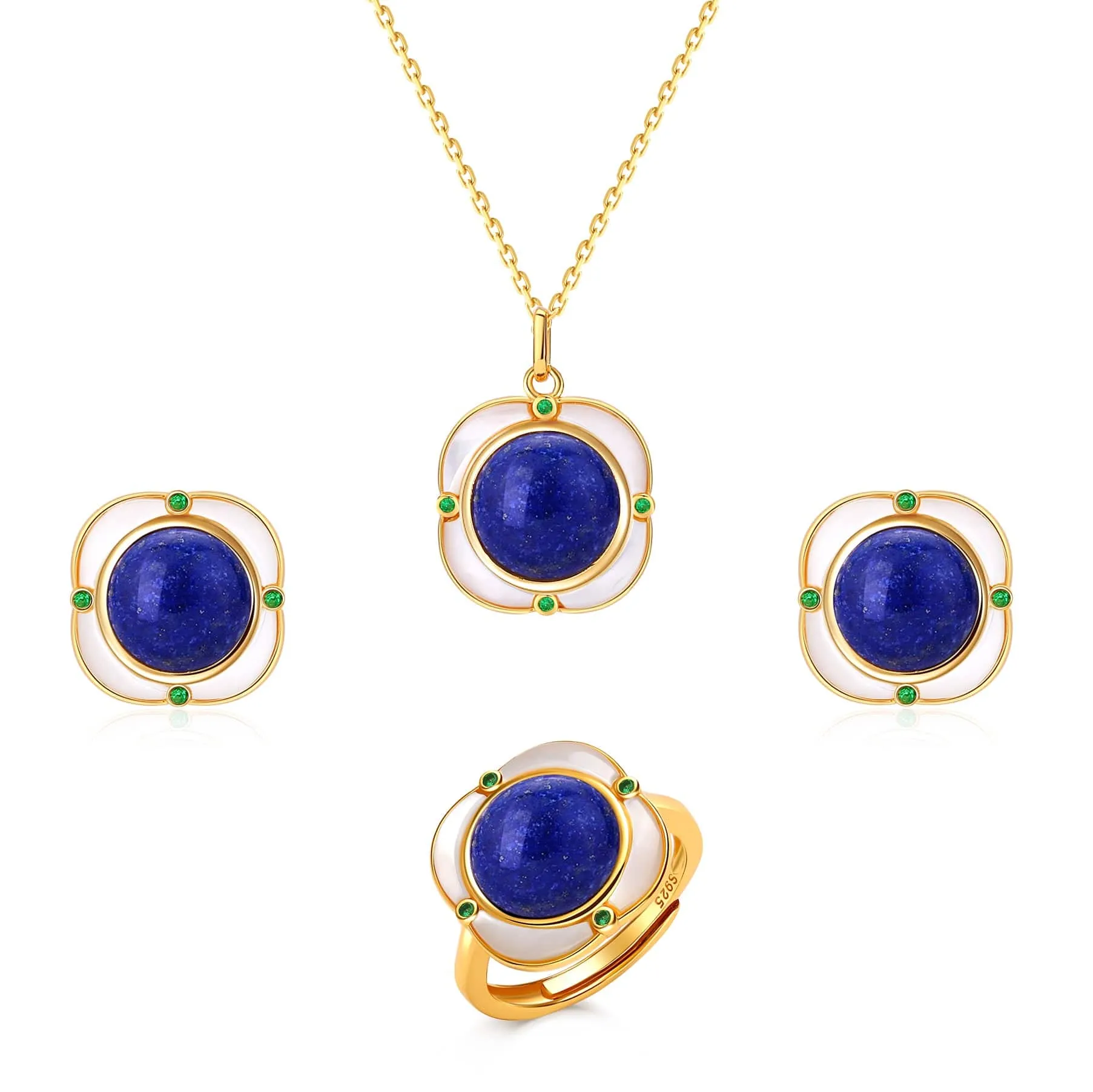 Blue Lapis Lazuli Square Mother of Pearls Collection(Purchase Individually)