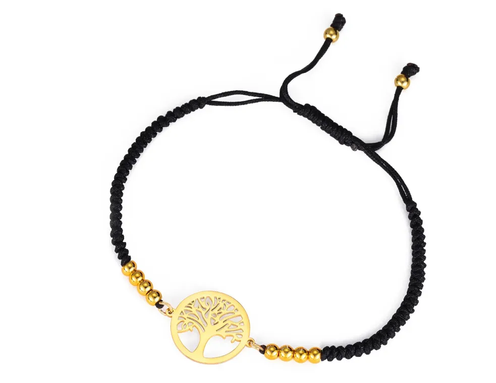 Bracelet unisexe avec médaillon "Arbre de Vie" en acier inoxydable et corde (3 coloris)