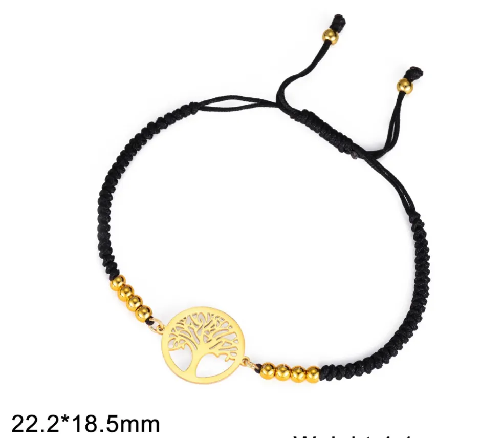 Bracelet unisexe avec médaillon "Arbre de Vie" en acier inoxydable et corde (3 coloris)