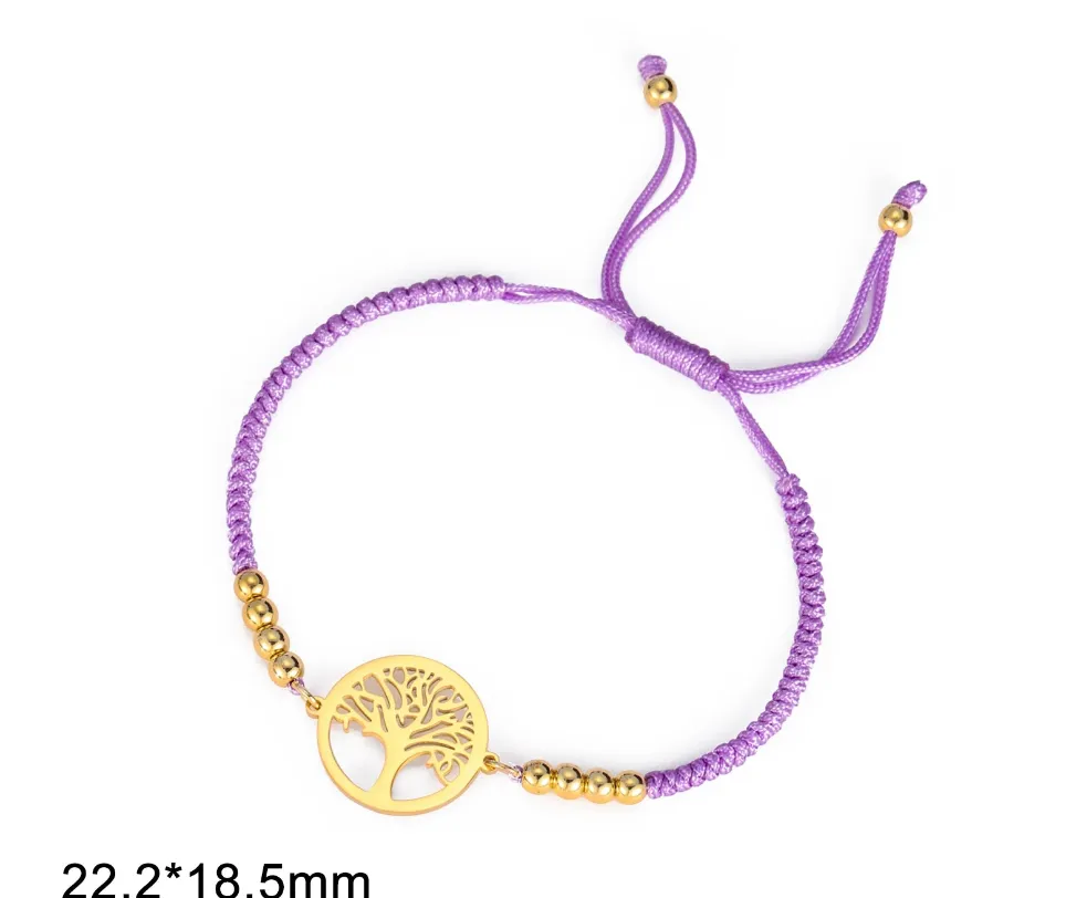 Bracelet unisexe avec médaillon "Arbre de Vie" en acier inoxydable et corde (3 coloris)