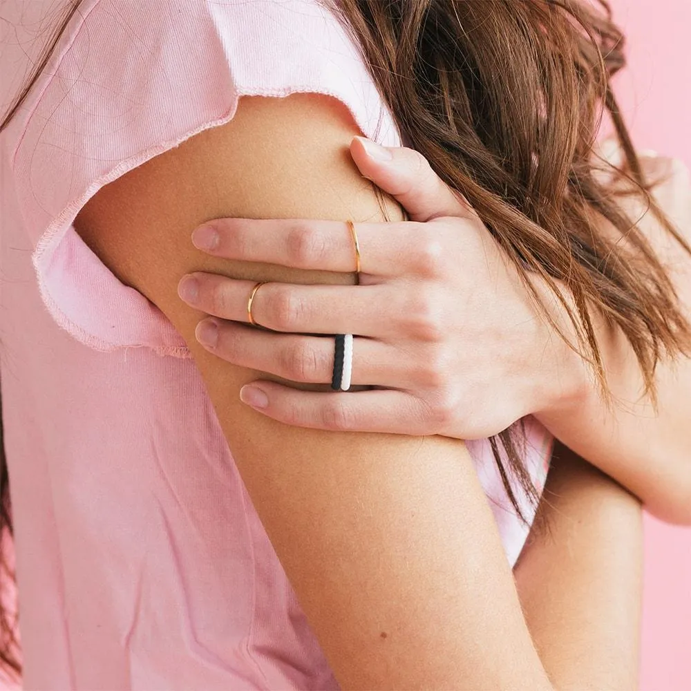 Braided Stackable Silicone Ring - Obsidian