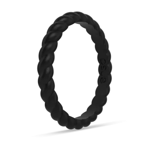 Braided Stackable Silicone Ring - Obsidian
