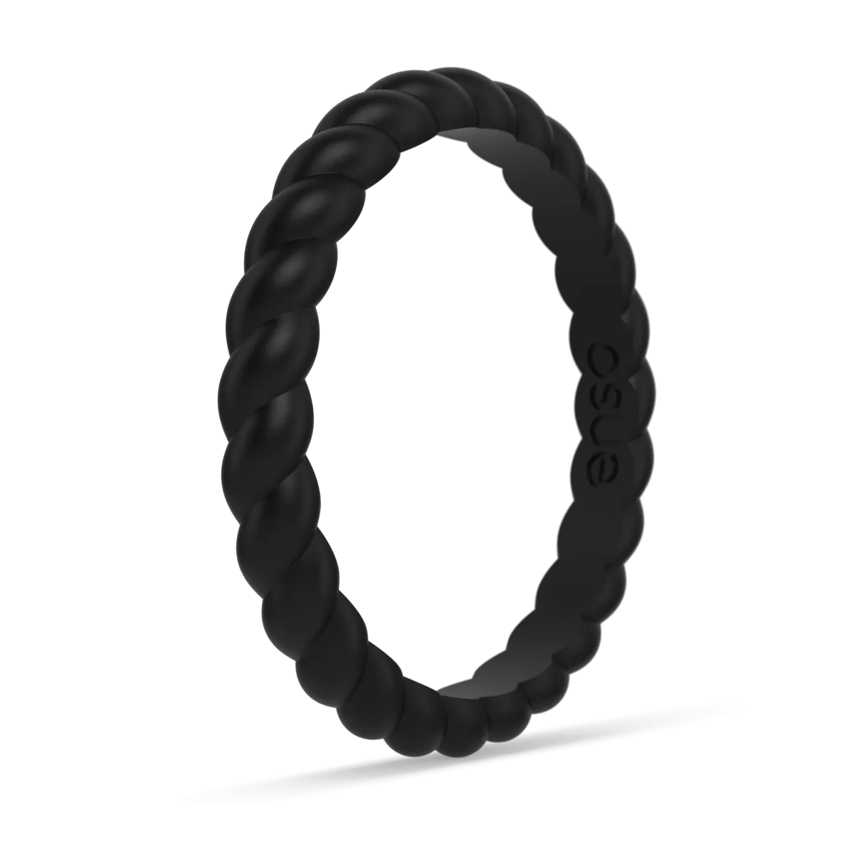 Braided Stackable Silicone Ring - Obsidian