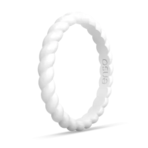 Braided Stackable Silicone Ring - White