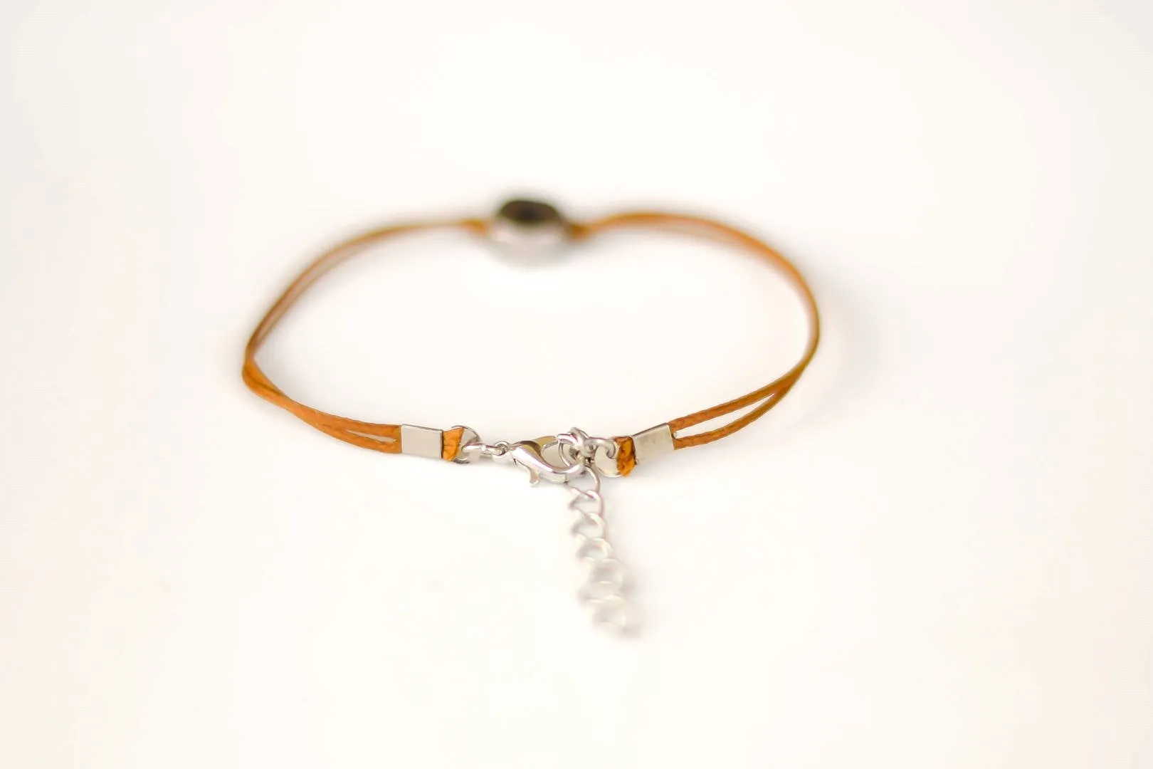 Brown bracelet with silver heart bead, mothers day gift for her