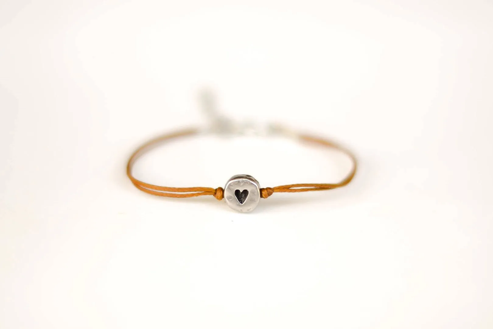 Brown bracelet with silver heart bead, mothers day gift for her