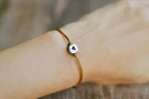 Brown bracelet with silver heart bead, mothers day gift for her