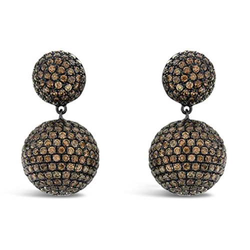 Brown Zircon Ball Earrings