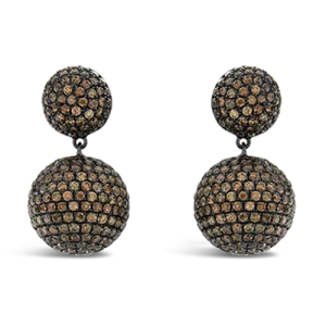 Brown Zircon Ball Earrings