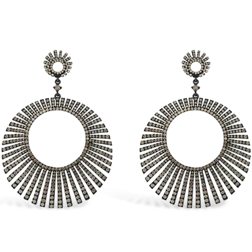 Brown Zircon Sunburst Design Earrings