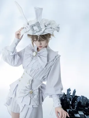 Bunny Theater White Bowknot Brooch