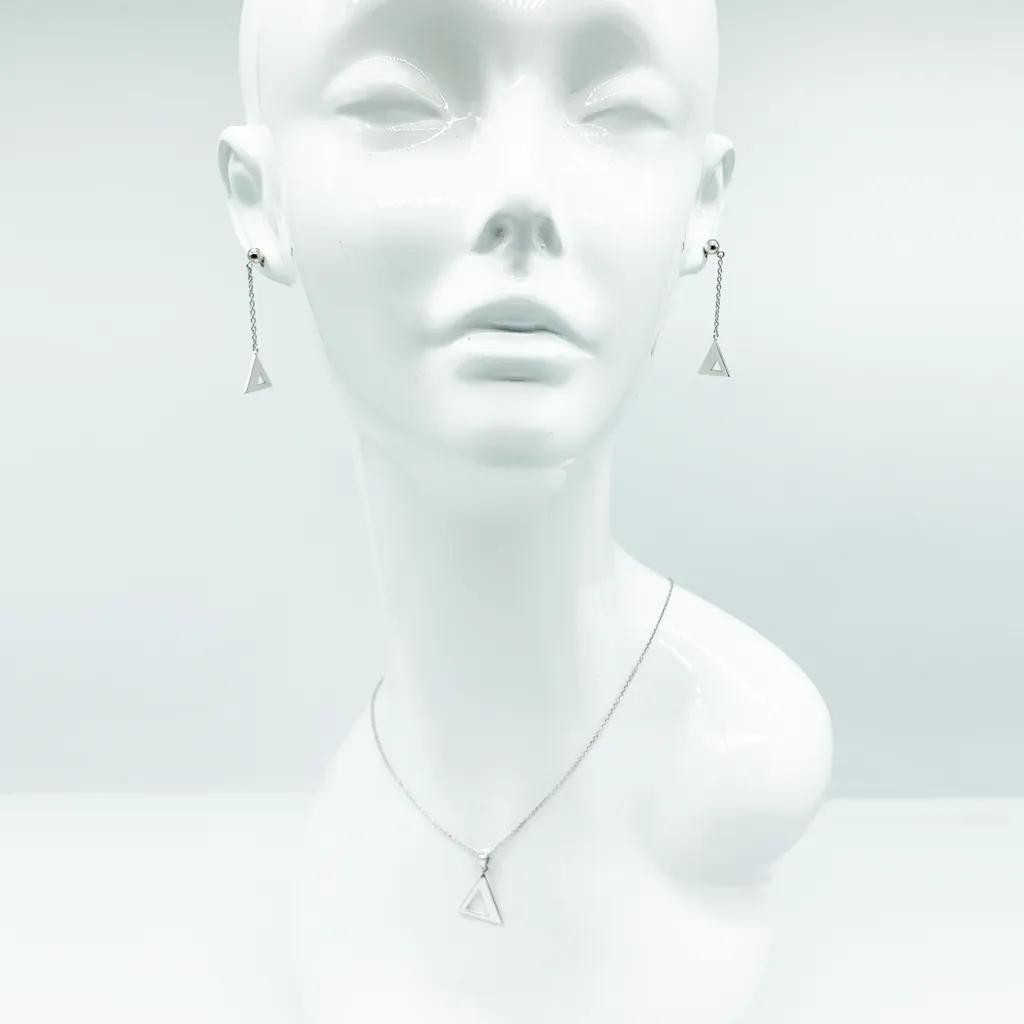 CA Triangle Unity chandelier Earing and Large Triangle Unity Pendant Set