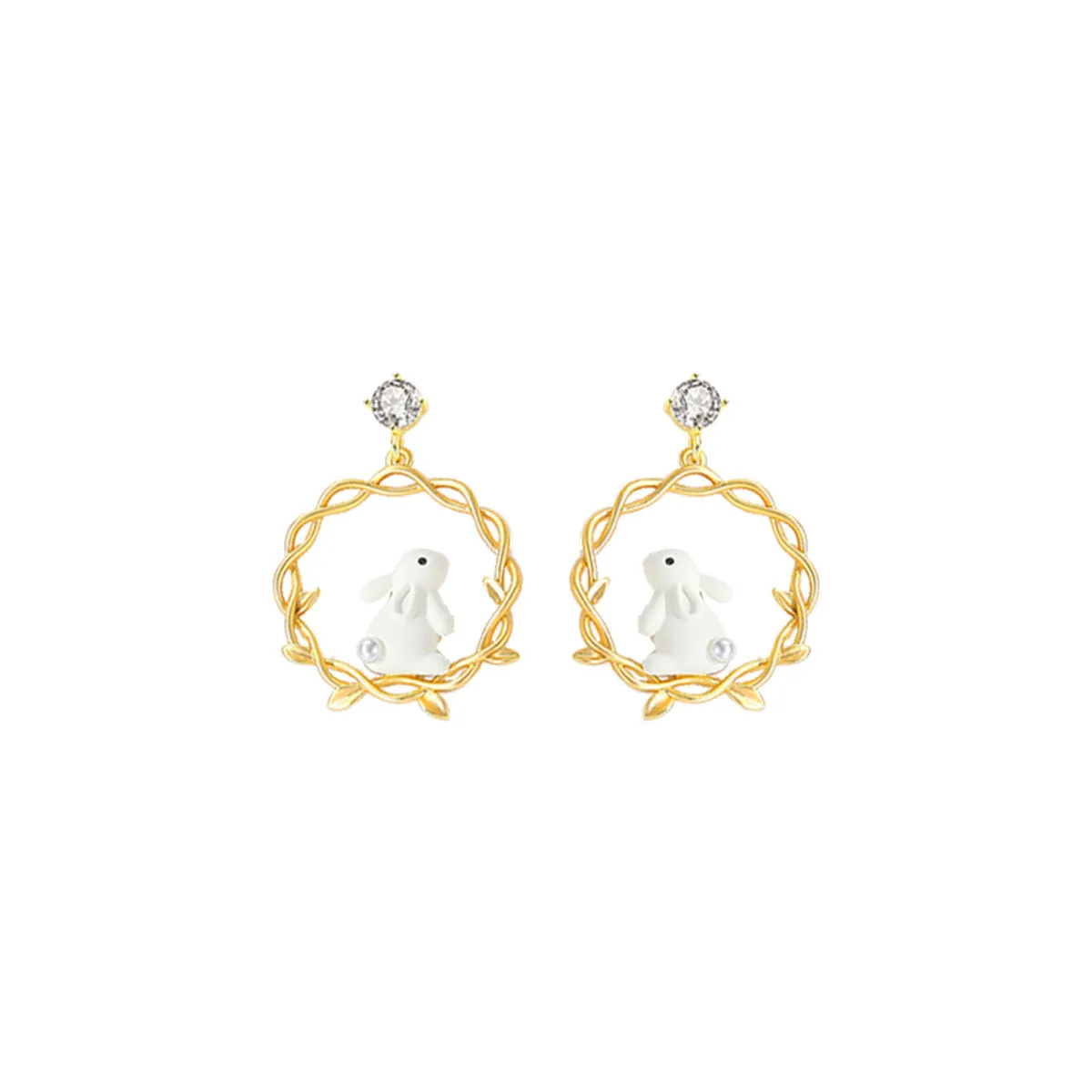 Caged Bunny Gold Earrings