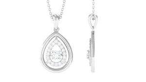 Certified Floating Moissanite Teardrop Pendant