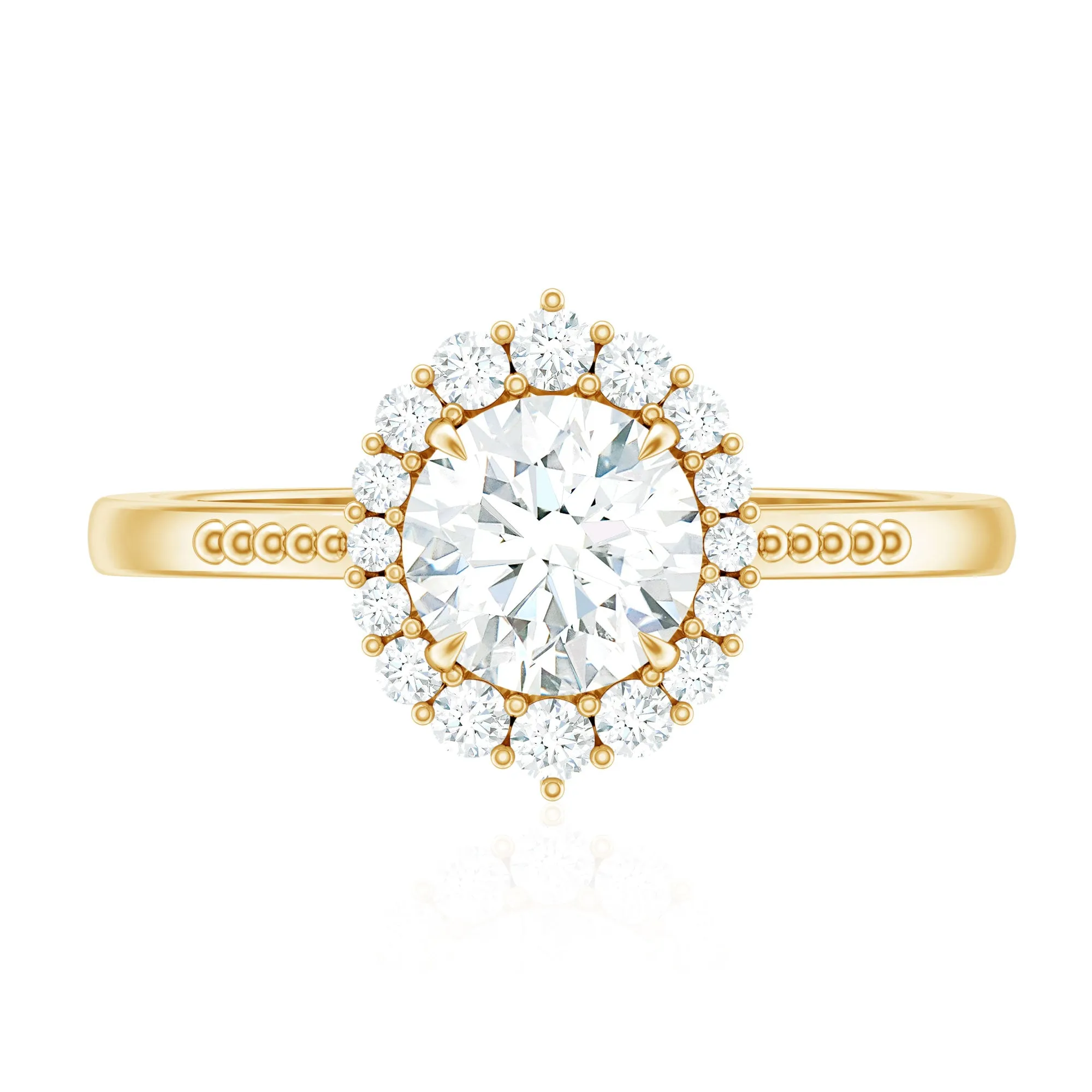 Certified Moissanite Halo Engagement Ring