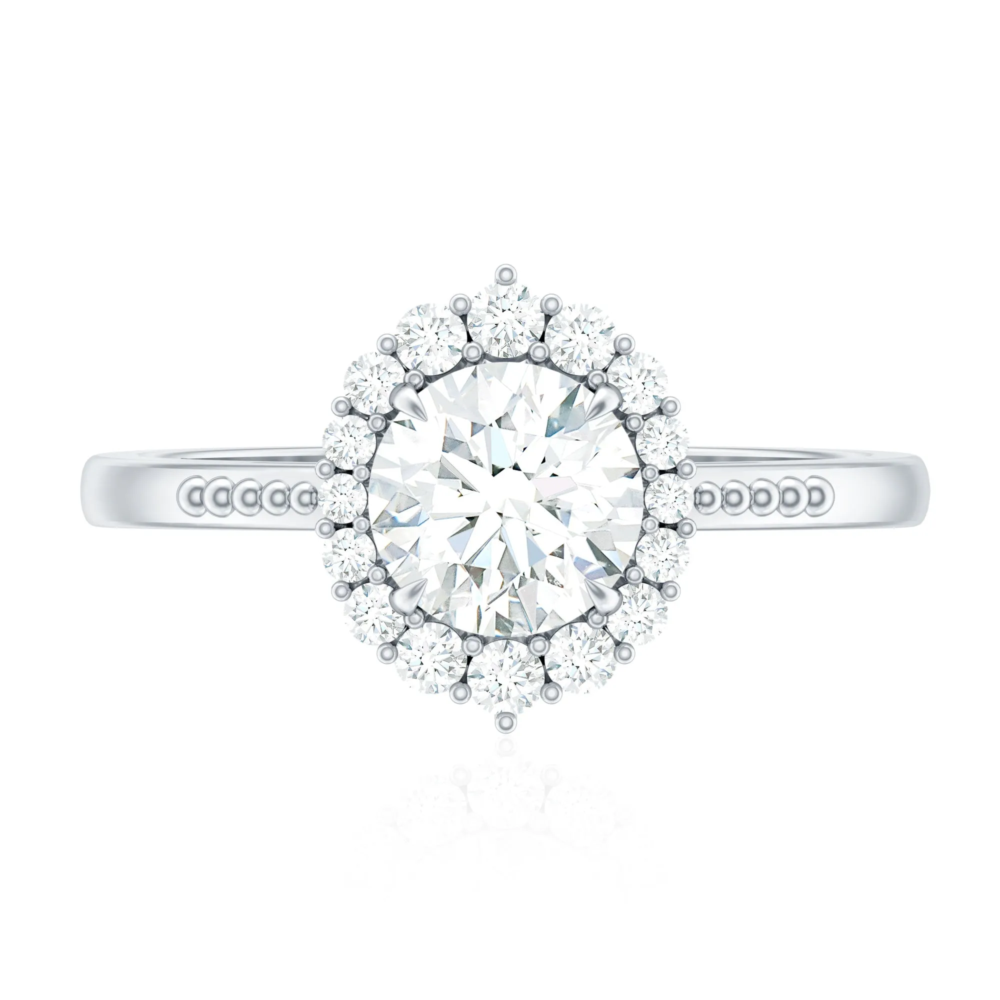 Certified Moissanite Halo Engagement Ring