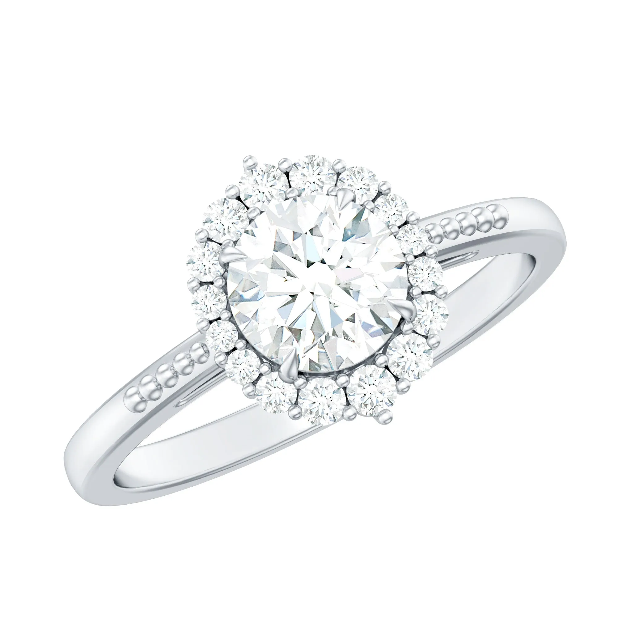 Certified Moissanite Halo Engagement Ring