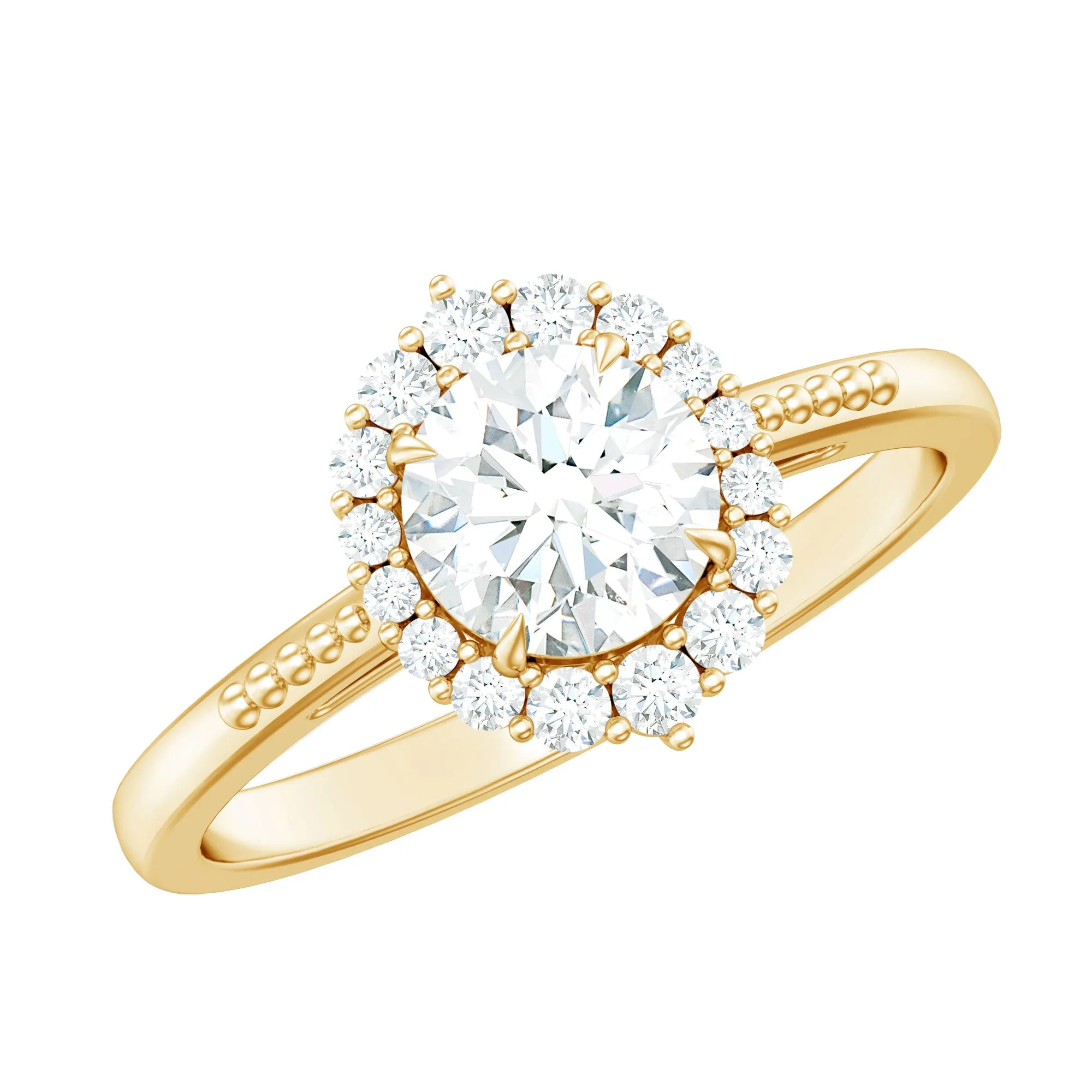 Certified Moissanite Halo Engagement Ring