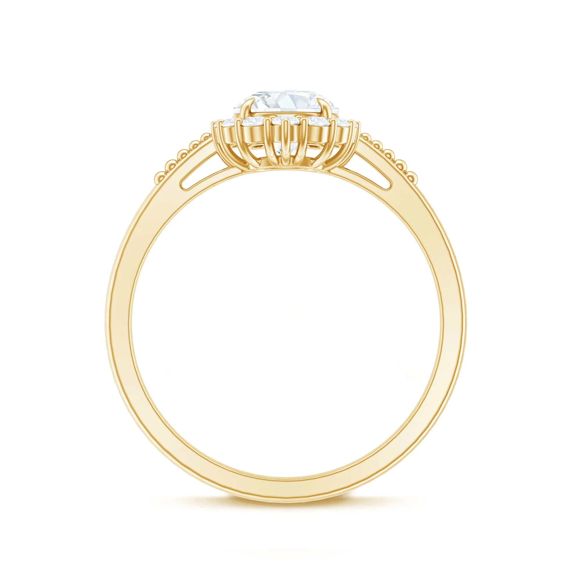 Certified Moissanite Halo Engagement Ring