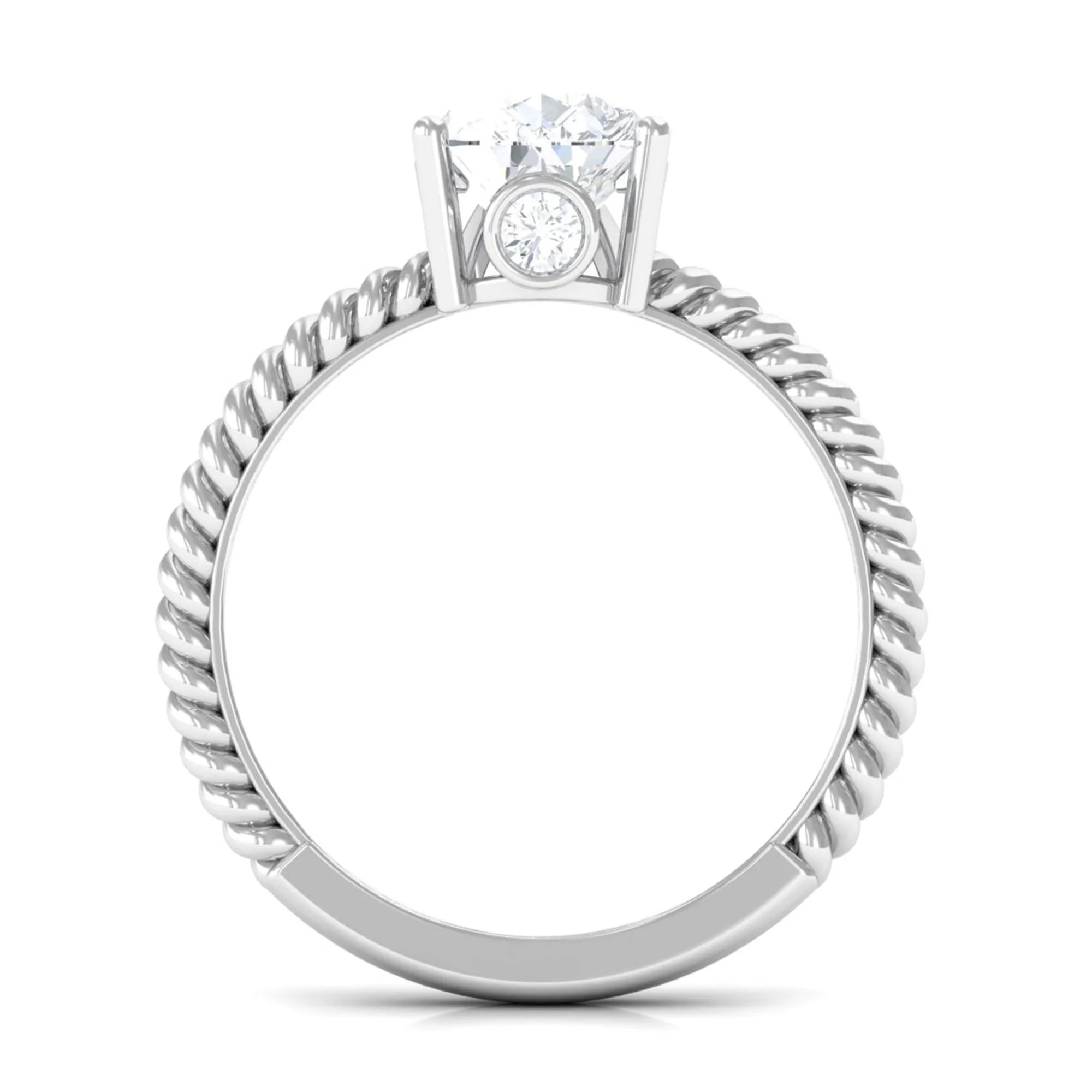Certified Pear Zircon Solitaire Engagement Ring