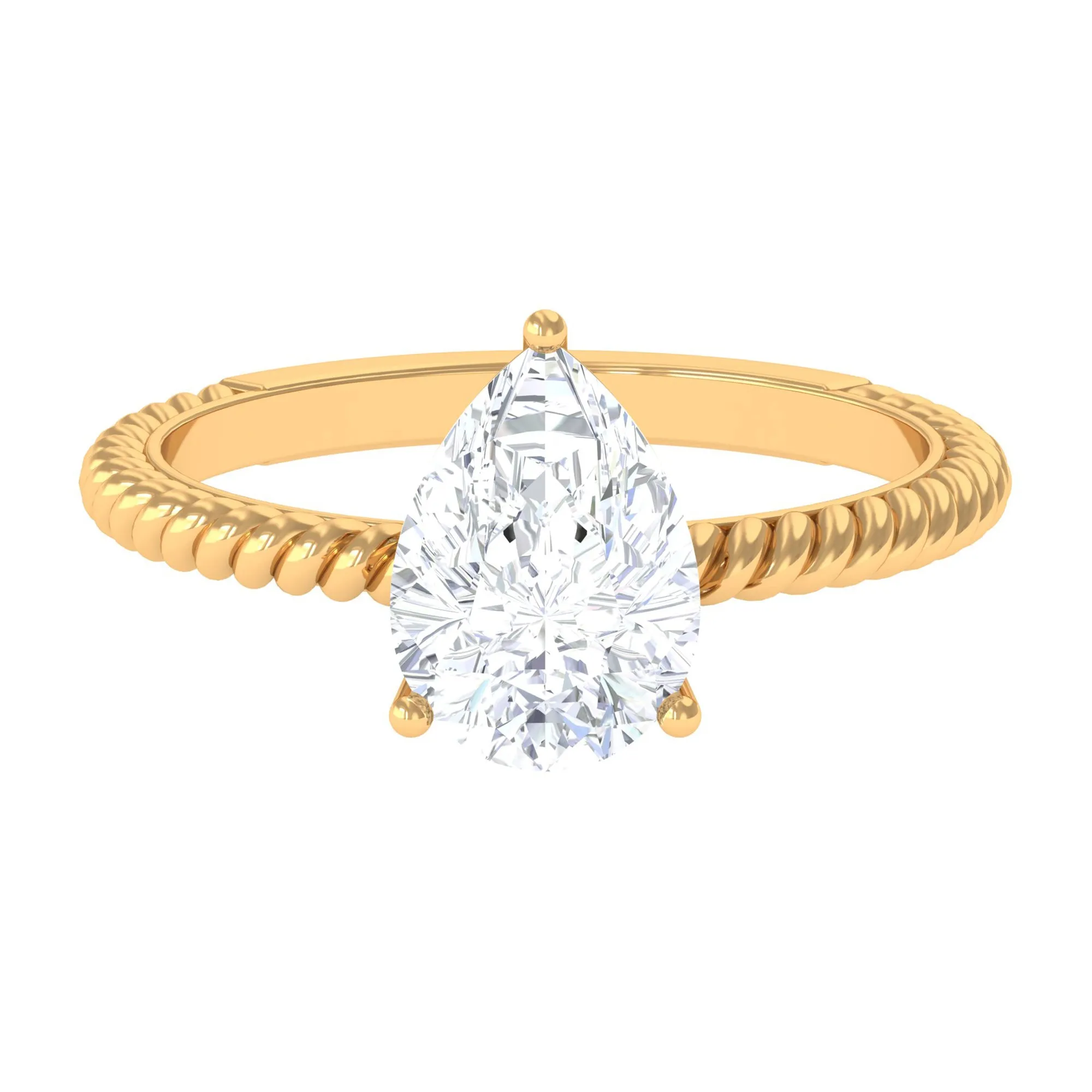 Certified Pear Zircon Solitaire Engagement Ring