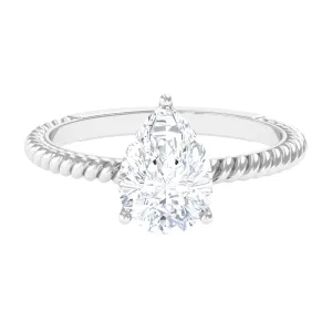 Certified Pear Zircon Solitaire Engagement Ring