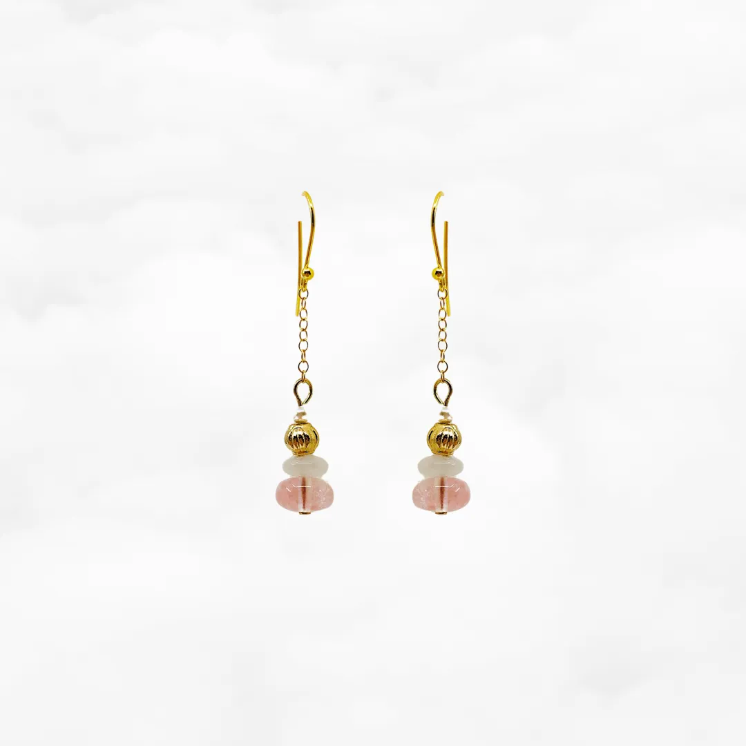 Cherry Quartz Earrings Gold