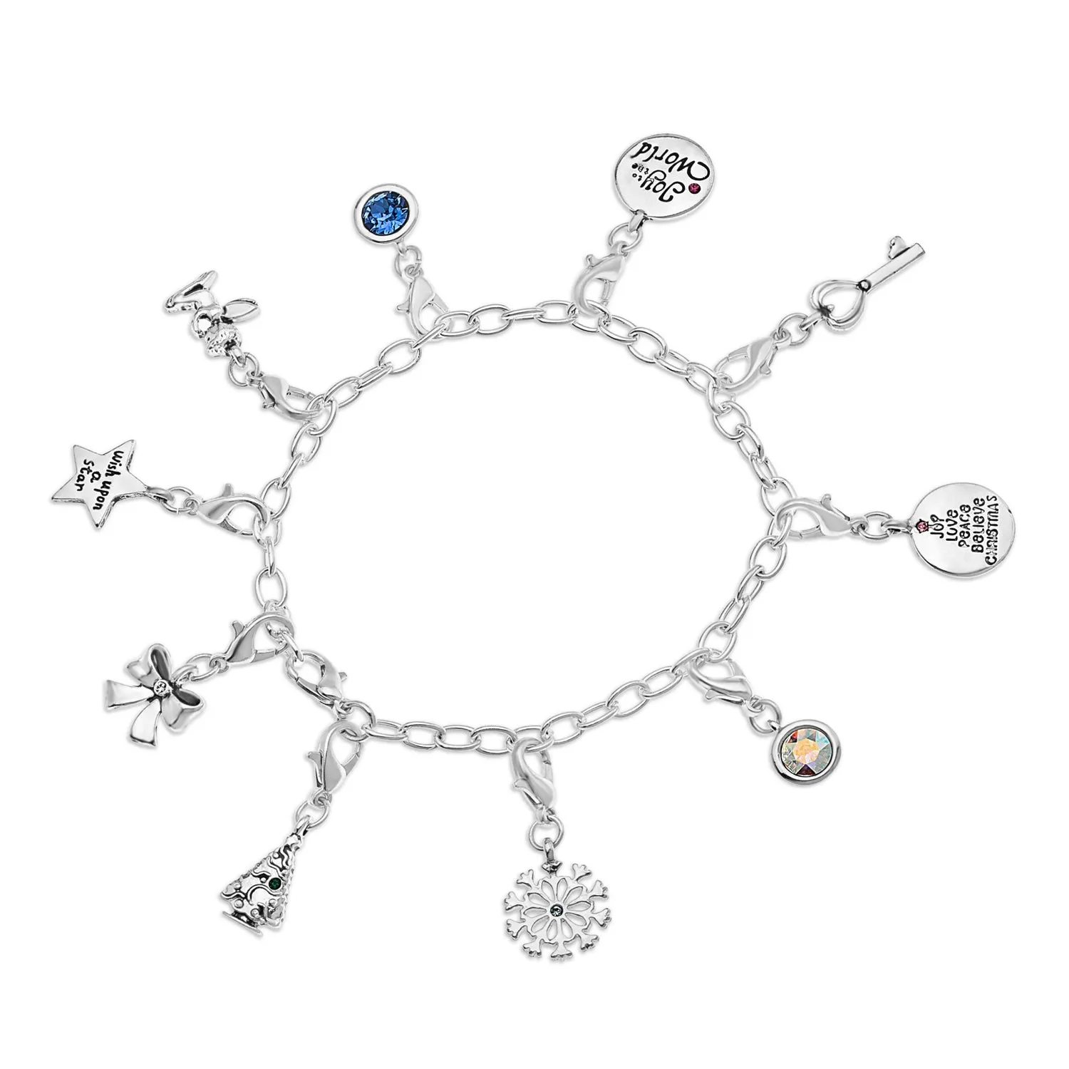 Christmas Advent Calendar Girls Bracelet Necklace Silver Jewelry Charms Swarovski Crystals Age 4 - 14 Years