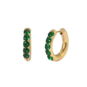 Chunky Gemstone Huggie Hoop Earrings