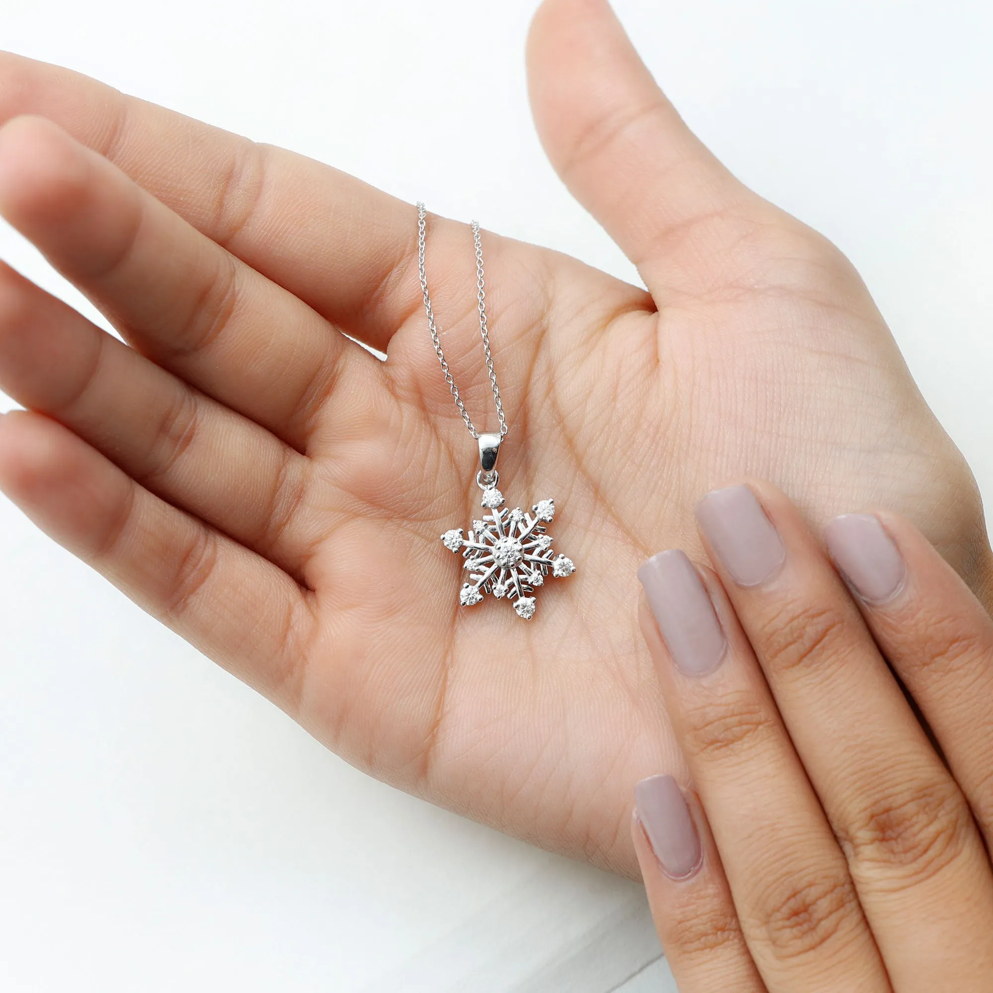 Classic Certified Moissanite Snowflake Pendant