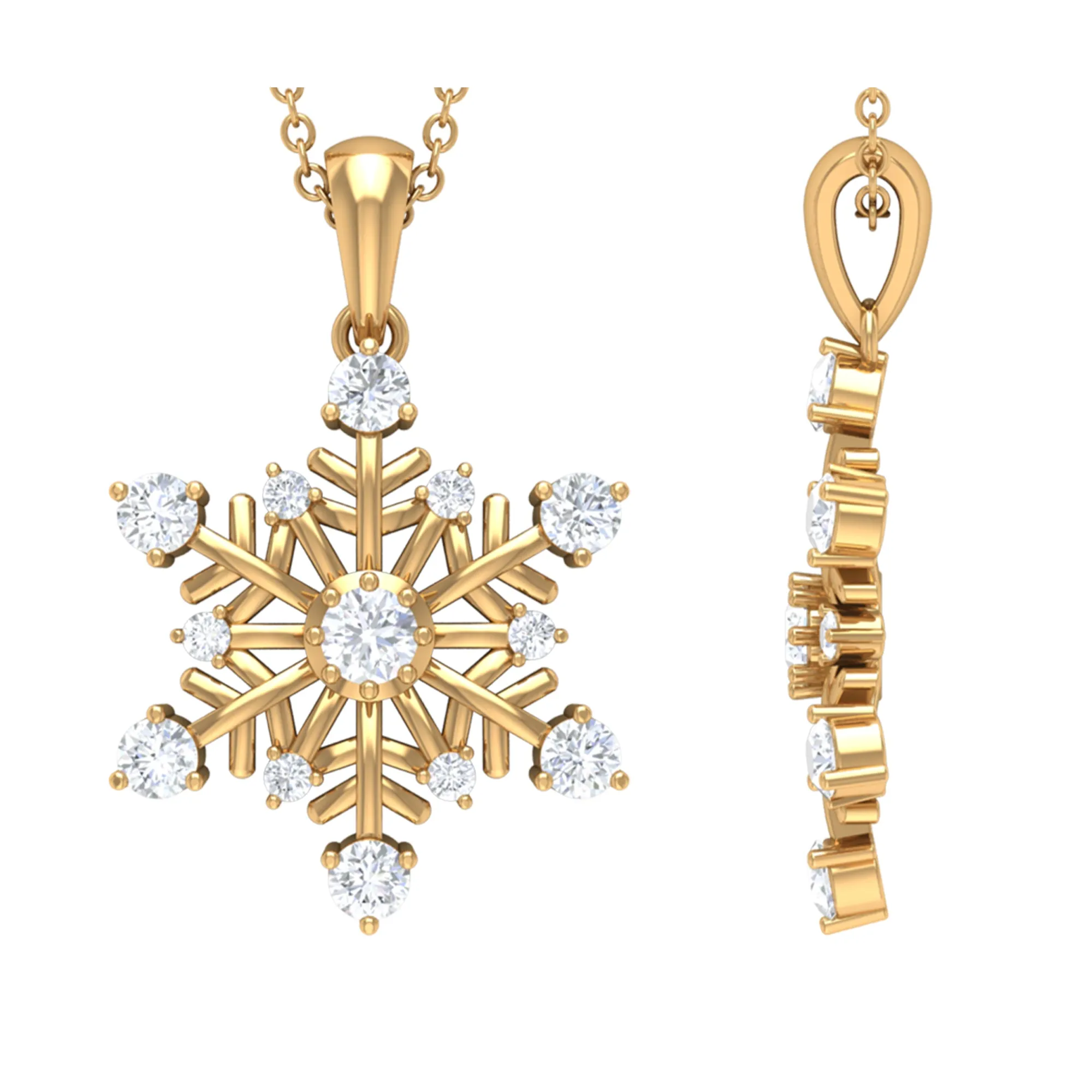 Classic Certified Moissanite Snowflake Pendant