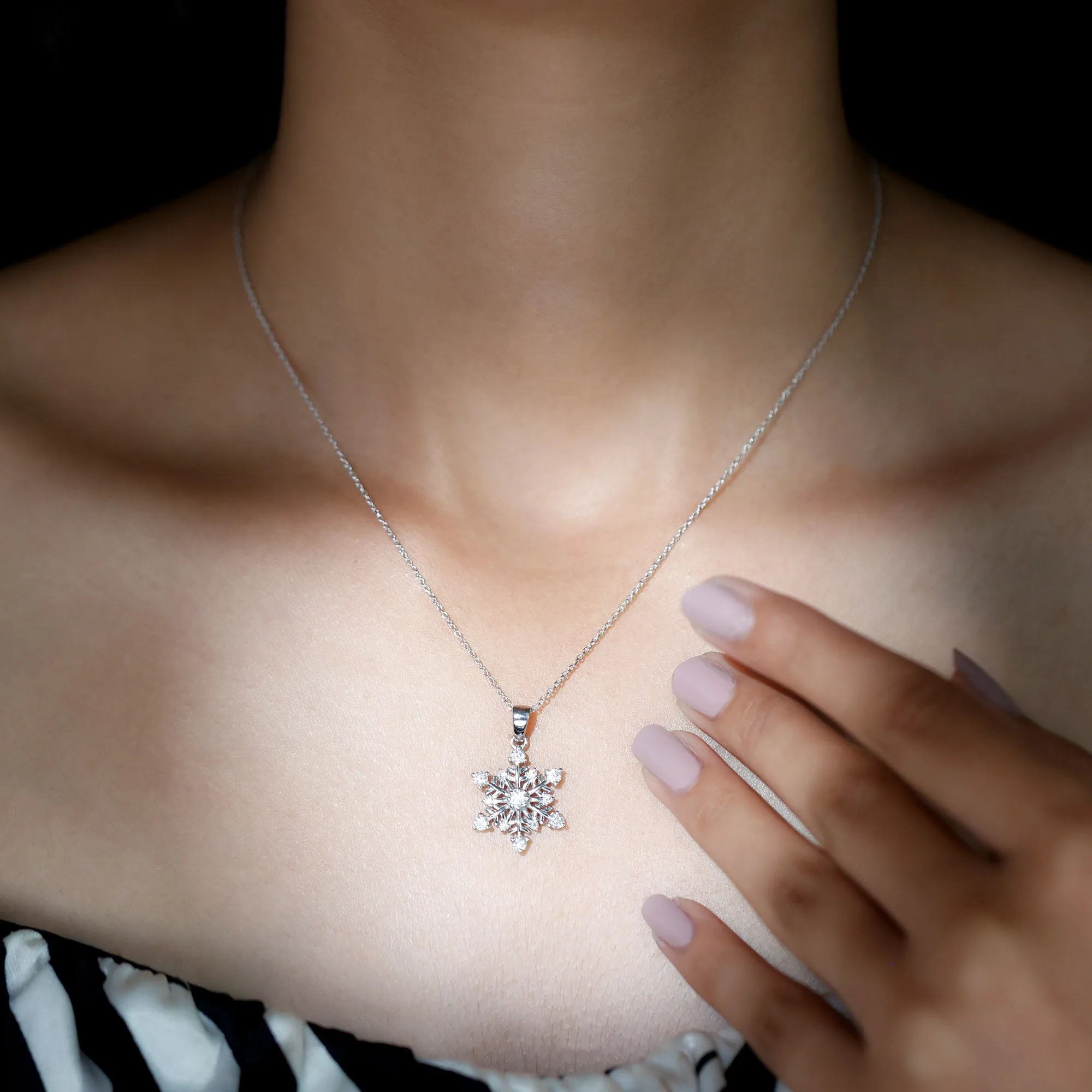 Classic Certified Moissanite Snowflake Pendant